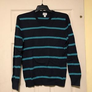 Old Navy Navy and Blue striped V neck sweater; Med